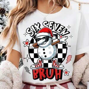 Trending Six Seven Bruh Meme T-Shirt – Funny Dabbing Snowman Christmas Tee 05